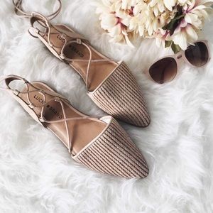 nwt//lucky brand • woven lace up flats
